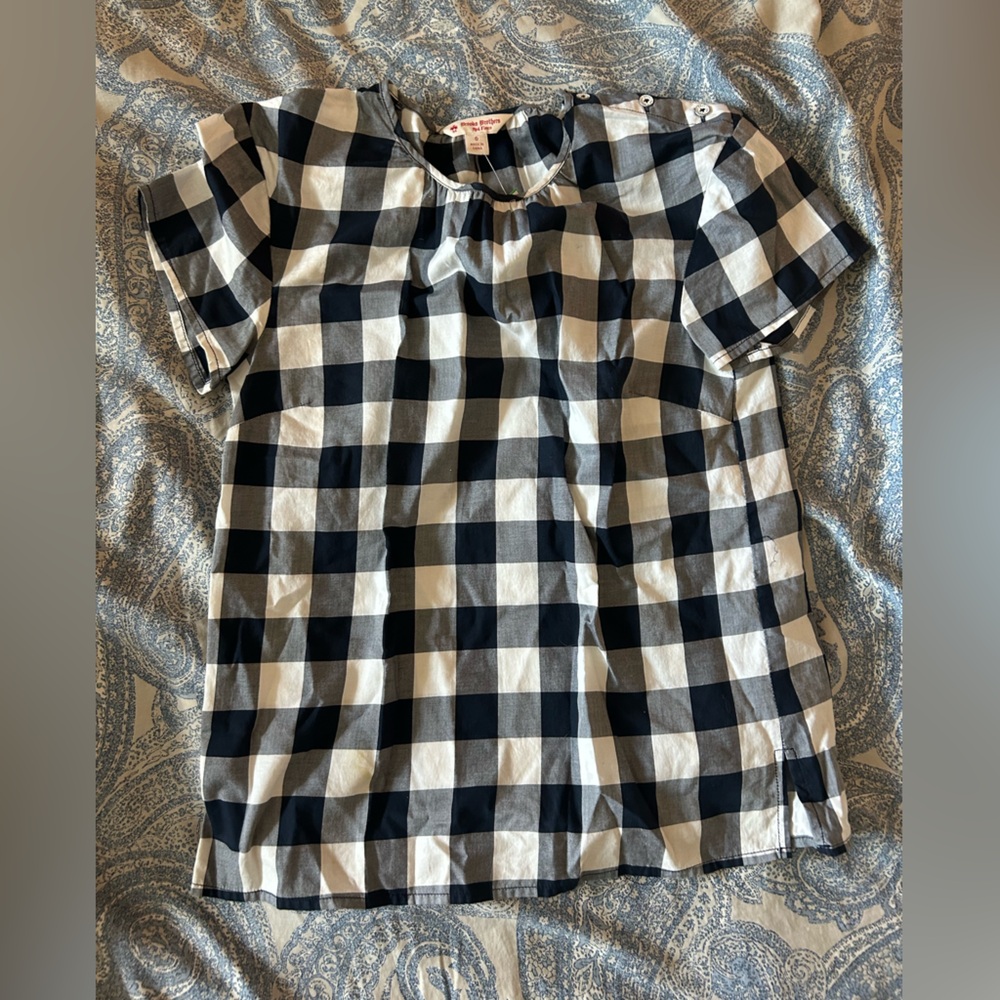 Brooks Brothers Black and White Plaid Top